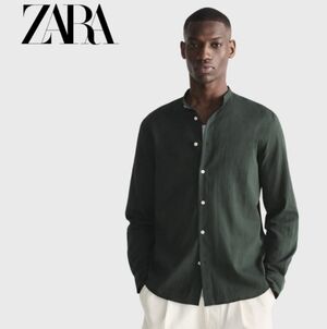 Zara CREASED-EFFECT Cotton Button Up Shirt